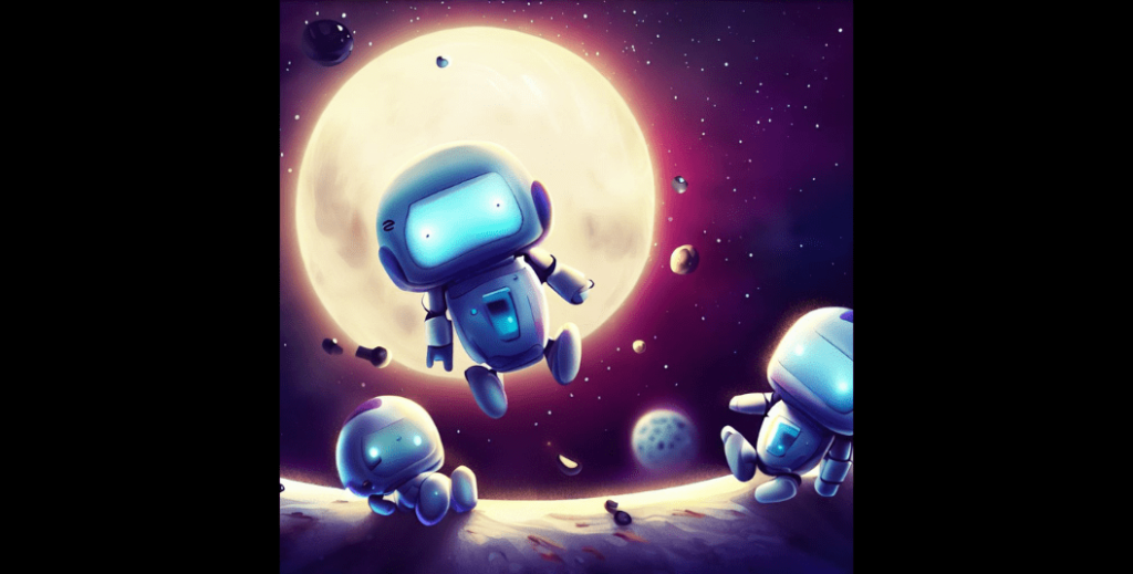 転ぶロボット達。 『英語の間違いを恐れない』ブログ記事の画像。