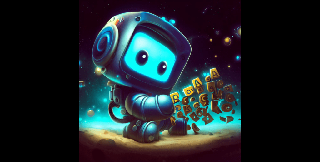 単語を生成するロボット。 『お気に入りの英単語』のブログ記事画像。